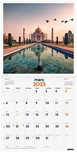 Финокам-Календар 2023 Ѕидни Слики 30х30 За Пишување јануари 2023-декември 2023 Чуда на светот каталонски