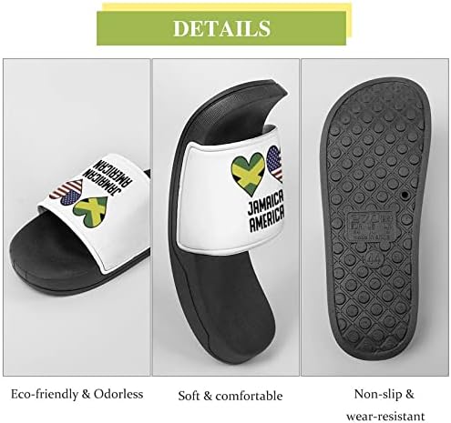Јамајканско Американско Срце Знамиња Унисекс Домашни Папучи Брзо Сушење Туш Сандали Нелизгачки Чевли Со Отворени Прсти