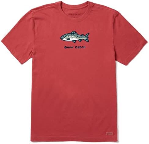 Lifeивотот е добра машка добра риба памучна мета, графичка маица со кратки ракави