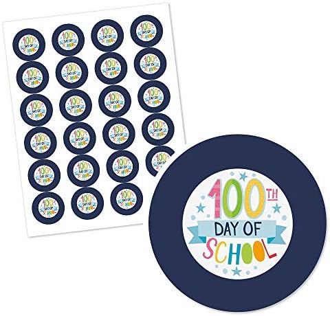 Голема Точка На Среќа Среќен 100-Ти Училишен Ден - 100 Дена Етикети За Налепници За Партиски Круг - 24 Брои