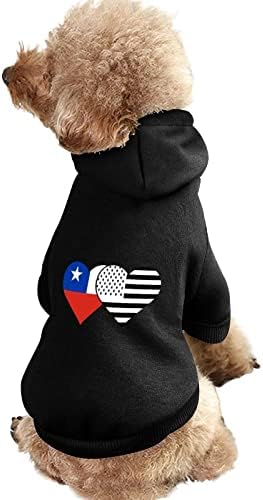 Чиле и црно американско знаме кучиња качулка пуловер за џемпери облека за миленичиња облеки со качулка за кучиња и мачки