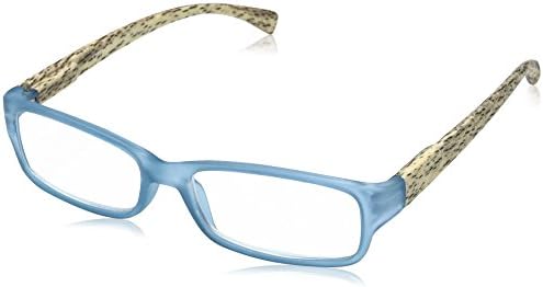OPTX 20/20 женски тропски правоаголни очила за читање, транспарентно сино со дрвени обрасци, 52 мм + 1,5