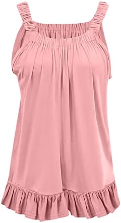 Туника Ками резервоарот за жени 2023 фустани кошули со одблесоци дами без ракави удобно слатко елек камизоле рифли блуза блузи