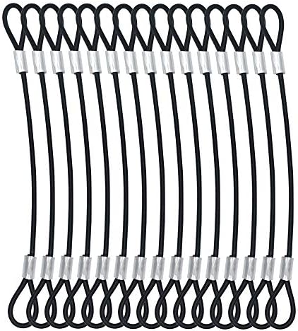 Bytiyar 15 парчиња 8 инчи 3мм дебелина галванизирана кабел за челична жица со јамки винил покритие обложено кратко јаже лента за заклучување