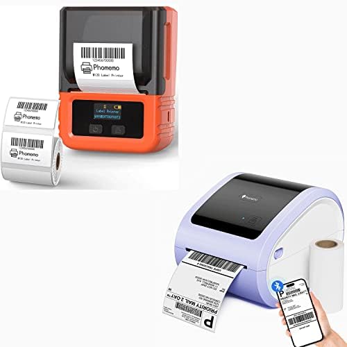 Производител на етикети Phomemo M120, печатач за етикета за испорака на Bluetooth Bluetooth, компатибилен со Android и iOS Телефон и лаптоп