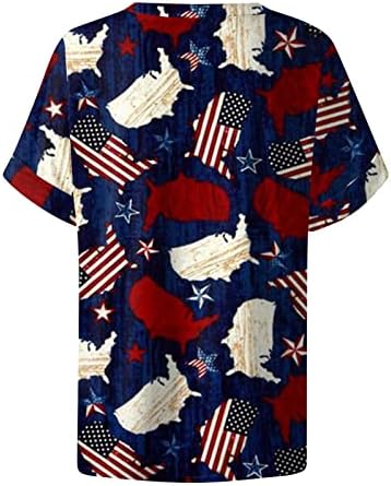 Oclun кратки ракави блузи за жени тренинг 4 -ти јули патриотски принтрен врв против вратот удобни трендовски блузи кошули случајна маичка