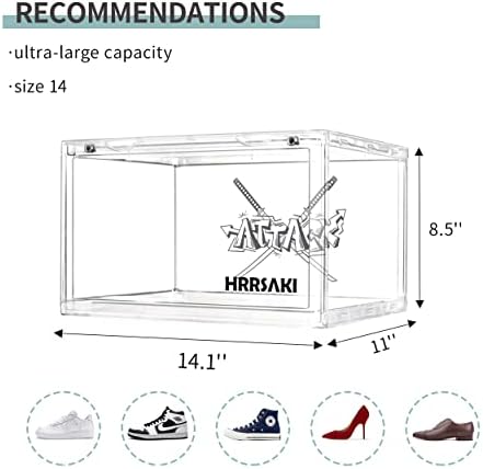 HRRSAKI 1 кутии за складирање на чевли за чевли, кутии за чевли чиста пластика, кутии за организатор на чевли со магнетна страна отворена,