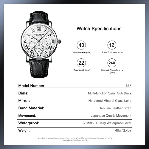 Eyotto Men's Virestione Steel Diances Sub Dials Watch, мултифункционално кварцно движење хронограф римски броеви аналогни календар датум