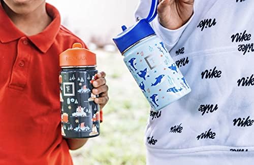 Ironелезна колба Детска шише со вода пролетен пакет со силиконски подигање, пролетен подарок за деца, изолиран, симпатичен, издржлив, забавен - чудовишта 14oz