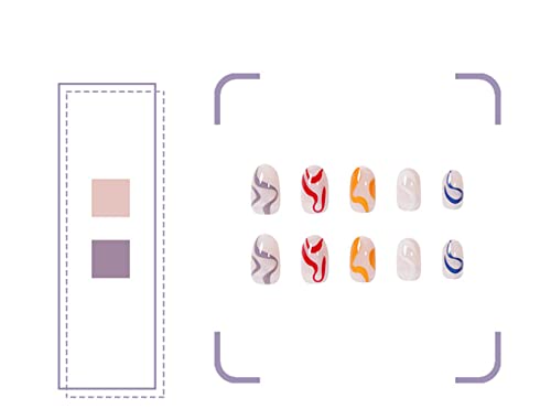 Mtrsue француски Лажни Нокти Со Лепак, Шарени Рационализирани Нокти Лажни Нокти, Долга Форма На Ковчег Притиснете На Комплет За Нокти ЗА