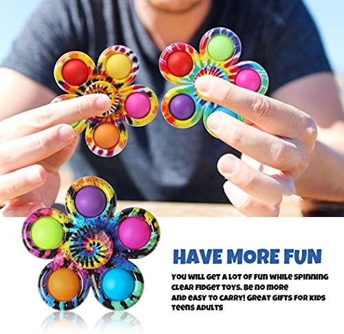 Pumty Pop Spinners Pack, Push Pop Poys Pack со 3PCS шарени вртења играчки за аутизам Push Pop Bubble Spinners Sentory Toy ја олеснува