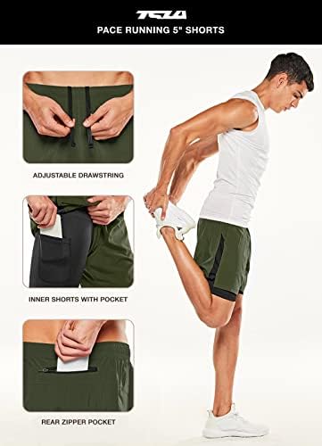 TSLA машки 2 во 1 активни шорцеви за трчање, брзо суво вежбање шорцеви за вежбање, теретана за атлетски шорцеви со џебови