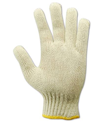 Magid T132 knitmaster памук/полиестерска економија во стил на лесна ракавица плетена ракавица, работа, 10 должина, екстра-мала, природна
