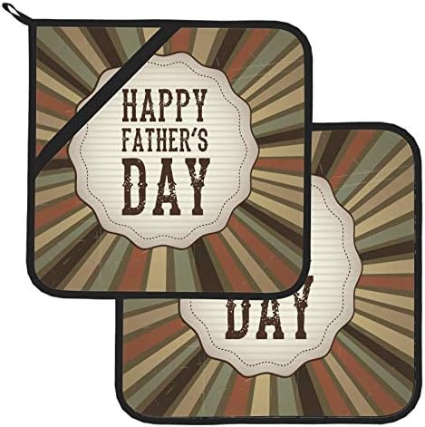 Среќен ден на таткото благодарение на држачите за тенџере со тенџере со тато со џебови 2 парчиња жешки влошки држачи за тенџере 8 × 8 инчи