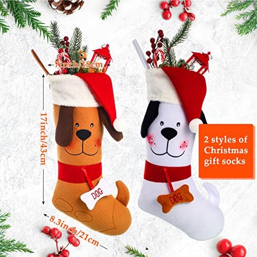 Скајлети 2 Парчиња Божиќно Порибување На Кучиња Везена Шема На Кучиња Божиќно Порибување Украсни Филц Персонализирани Чорапи За Кучиња Божиќни