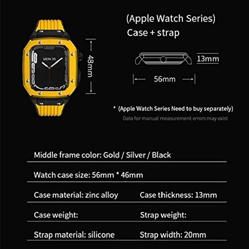 Saawee Легура Часовник Случај Ремен за Apple Гледајте Серија 8 7 6 5 4 SE 45mm 44mm 42mm Луксузни Метални Гумени Нерѓосувачки Челик Часовник