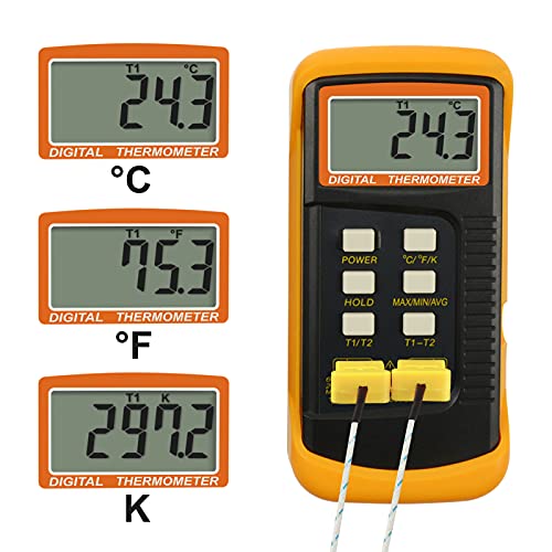 Дигитални 2 Канали Термометар Од Типот К со 4 Термопарови за Мерење На Висока Температура