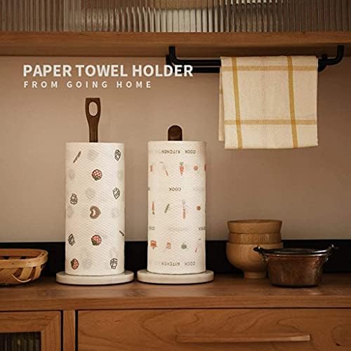 Држач за хартија за хартија за хартија countertop вертикална хартиена држач за хартија дрво и мермер хартиена крпа диспензерот кујна ролна