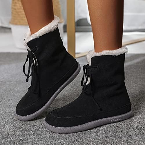 Womenените работат чизми широка ширина гроздобер зимски чизми за глуждот зимски кожни чизми дами девојки чевли со ниски потпетици