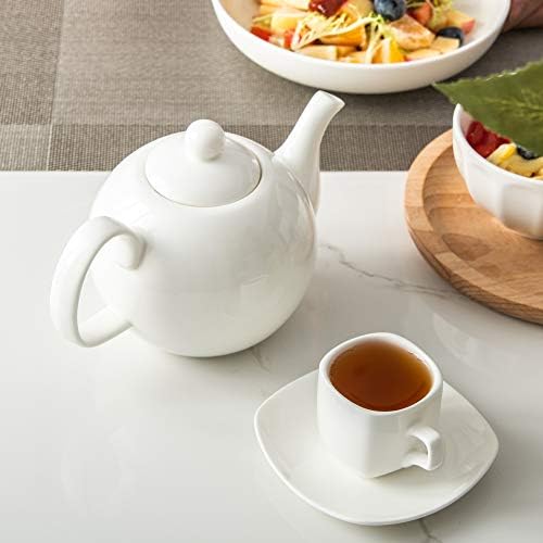 Kitchentour керамички чајник 27oz бело со 2,5oz кригла 4 пакувања