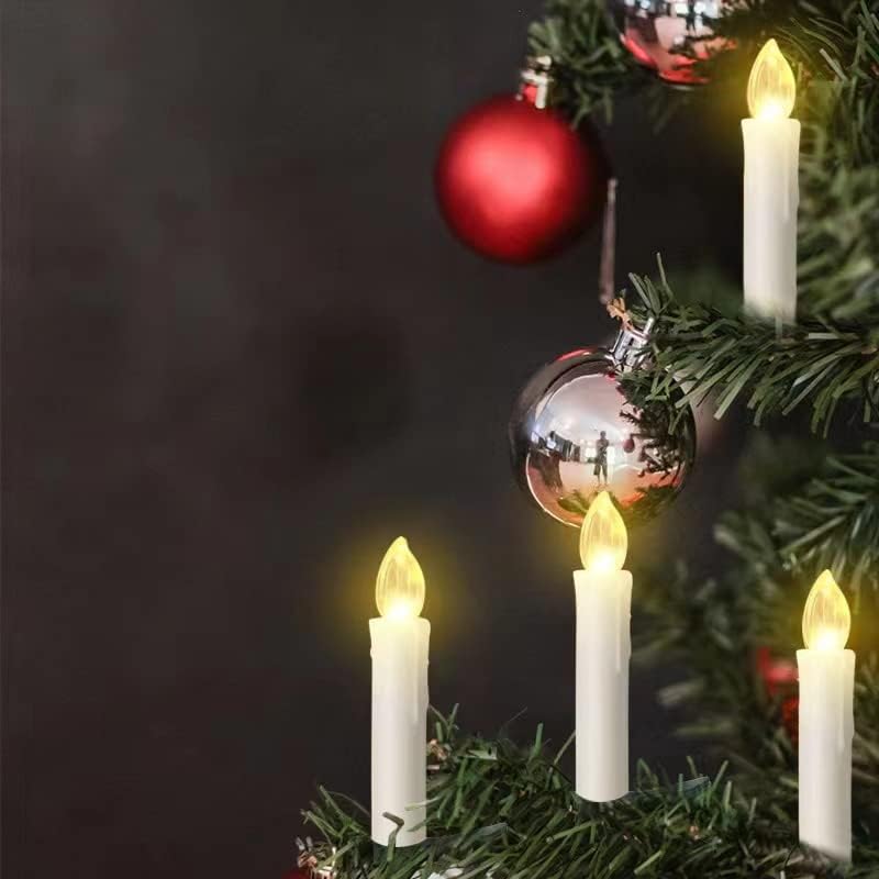 20 парчиња светлосни свеќи за прозорец со далечински управувачи и тајмери, светла за свеќи за новогодишни елки, батерии управувани со затемнети