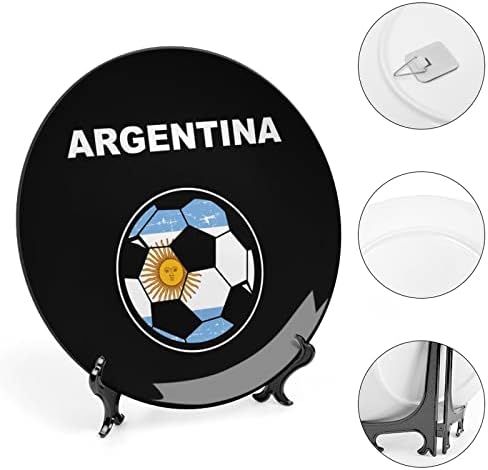 Аргентина Фудбал Фудбал Смешна Коска Кина Декоративна Плоча Тркалезни Керамички Плочи Занает Со Штанд За Прикажување За Декорација На