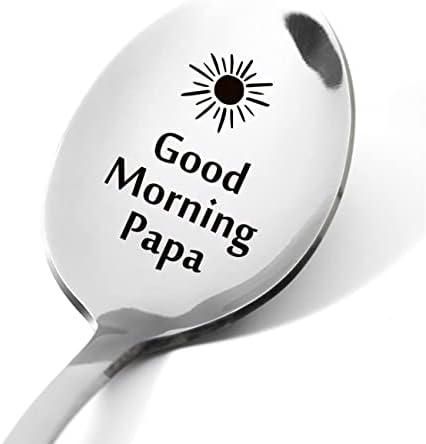 Добро утро Папа лажица - Подарок за папа - врежана лажица за кафе, врежана мотивациска сегашност - Папа подарок за мажи дедо подароци идеја