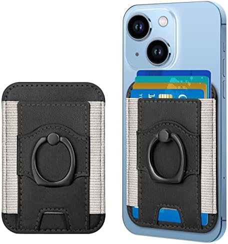 TopMade за Magsafe Wallet со Ring Kickstand [Fit 6 картички, блокирање на кредитна картичка RFID], држач за магнетна паричник за Magsafe,