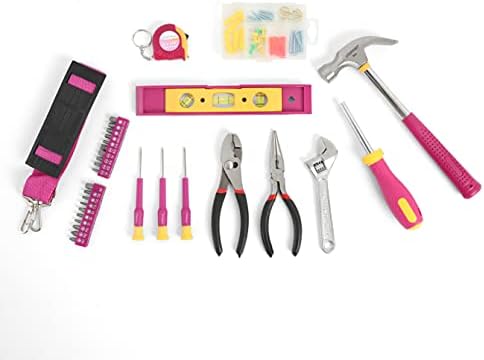 Essentials 21043 32-парчиња околу комплет за алатки за куќи, комплет за алатки за дома, најважни работи на колеџ, најважни куќи, комплет за розови