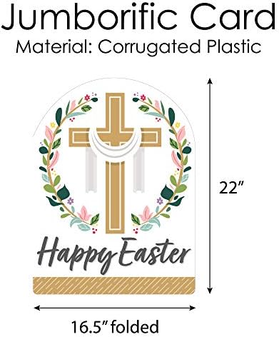 Голема точка на среќа Религиозен Велигден - Христијанска празнична честитка за гигант - џемрична картичка со голема форма - 16,5