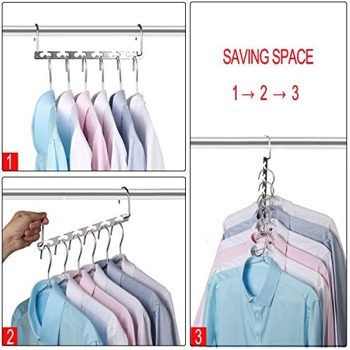 Heetly Space Saving Hangers Metal Magic Cascading Hanger 10 инчи 6 x 2 слотови плакарот Организатори за закачалка （пакет од 8）
