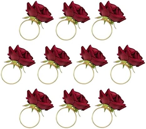 Дуба 10 парчиња црвена роза во форма на пешкир, салфетка прстен свадбена забава хотелска табела за салфетка држач за салфетка