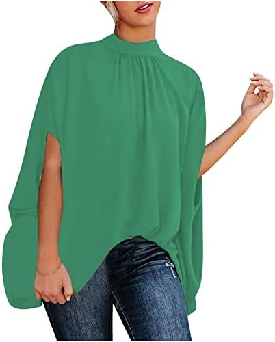Летна есенска маица за дами 2023 Краток 1/2 3/4 Долман ракав екипаж на вратот на вратот лабав вклопување опуштено вклопување маичка