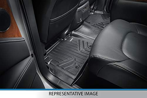 Подот SmartLiner Подни душеци со 3 редови поставени црни компатибилни со 2014-2019 Toyota Highlander со седишта за корпи од 2 редови