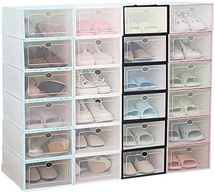 Cabilock Clear Shoe Box преклопна складирање на чевли за чевли 6PCS пластична кутија за чевли, стабилна чиста чевли приказ за кутии за