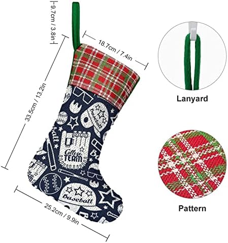 Бејзбол плеерите ги продолжат божиќните чорапи за одмор Реверзибилна промена во боја на магичен фонд за Божиќно дрво камин што виси чорапи