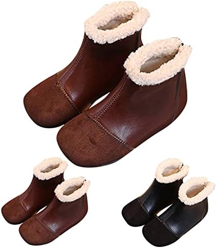 Модни зимски деца чизми момчиња и девојчиња чизми на глуждот рамна долната рамна потпетица околу пети цврста боја бебе зимски чизми