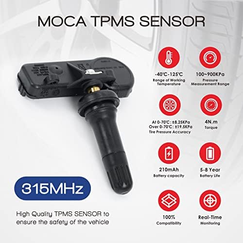 MOCA 9L3Z-1A189-A TPMS сензорот одговара 09-15 за Ford Escape, 10-16 за Ford E-150/ E-250, 10-16 за Ford Fusion, 10-16 за Линколн МКЗ, 09-11 за жива маринерска гума Сензор за притисок 315MHz