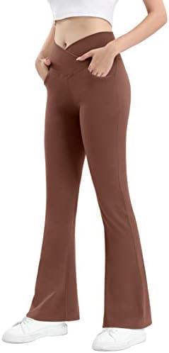 Jadd женски одблесоци јога панталони со џебови кросовер со високи половини за подигање хеланки
