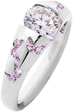 2023 Едноставен симпатичен пеперутка циркон прстен личност шарен прстен за жени прстени од смола за жени