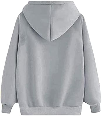 Кинруи Дуксери за Печатење На Отчукувањата на Срцето За Жени Обичен Пуловер Со Долги Ракави Блуза Дуксер Со Џеб