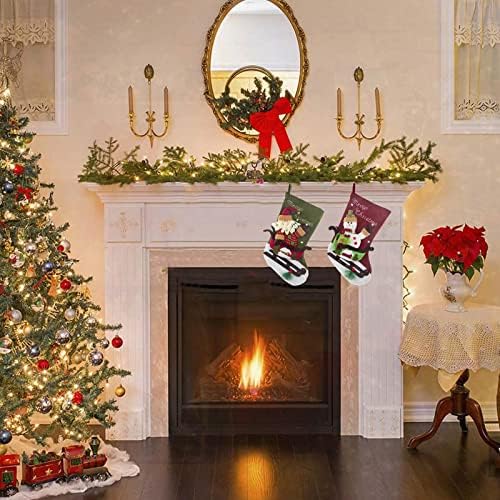 Божиќни Чорапи Крпа Божиќна Чорапа Торба И Божиќни Висечки Чорапи За Декорација На Забави И Божиќен Цртан Филм Црвен Сет И Венец Од Реси