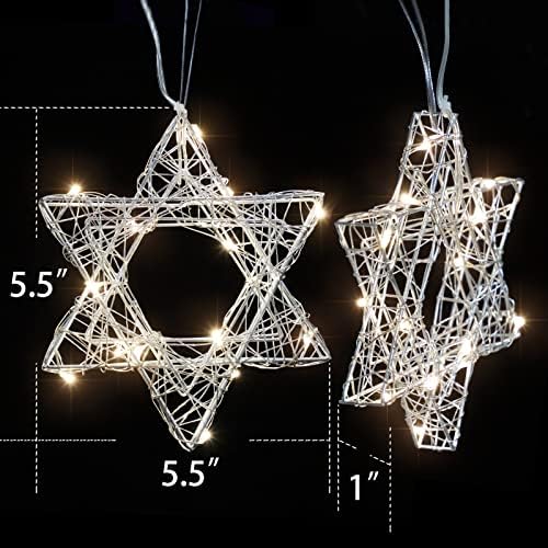 Импресионирајте Го Животот Божиќна Тематска Ѕвезда На Давид Со Топла Бела ЛЕД-Жична Светлина, Топер Од Ѕвездени Дрвја На Батерии Од 6 Стапки