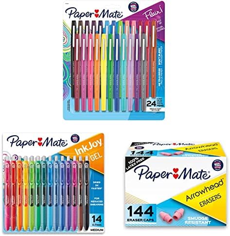 Paper Mate® Felt Pens Pens | Пенкали за маркер Flair®, средна точка, разновидна, 24 пенкала за броење и гел, пенкала, средна точка,