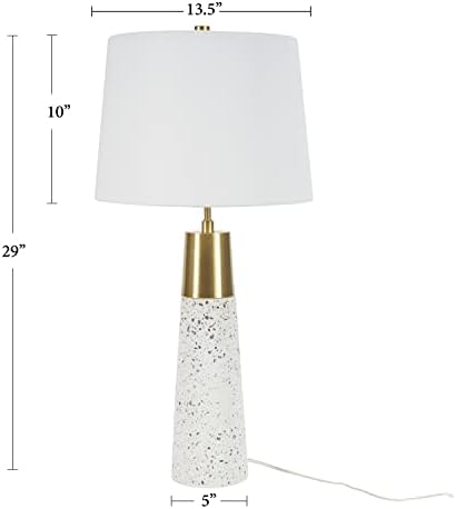 Нурсон 29 Бела и златна терацо ламбана ламба, модерна, современа, глам табела за спална соба, дневна соба, трпезарија, влез