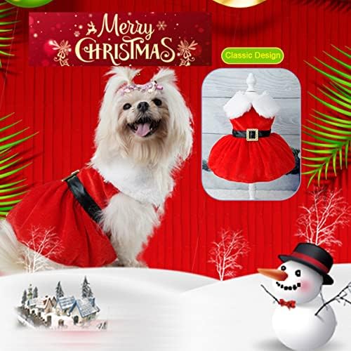 Кучешки костум кученца фустан, садо Мраз за миленичиња од Дедо Мраз кадифено здолниште термичка кошула зимска палто Божиќна празничка облека