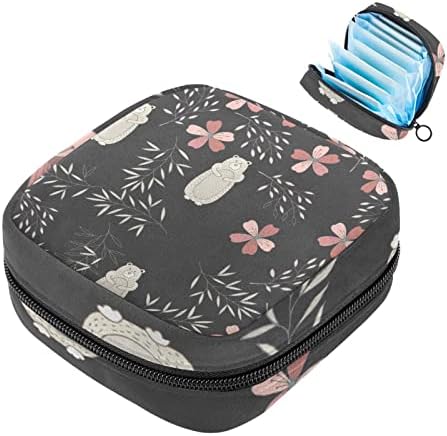 Период торба, санитарна торба за складирање на салфетка, торбичка за периоди, торба за шминка за патувања, апстрактна мечка цветна листови