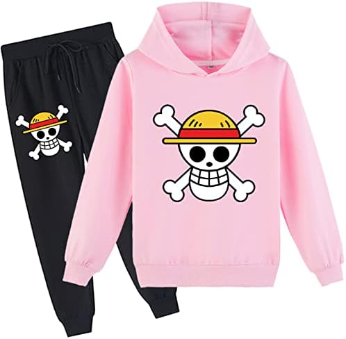 Cizun Kid Boy 2 Piect Tracksuit облека Поставете аниме графичка џемпер една парче пуловер худи и пантолони за џогирање