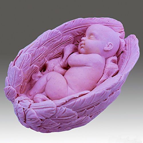 Бебе спиење во ангелско крило - 3Д сапун/свеќа/полимер/глина/ладен порцелан силиконски калап