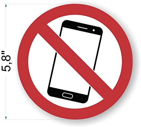 Налепница за сигнализација - Телефон, мобилен телефон, забранет паметен телефон - 5 налепници - 5,8 “